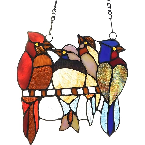 ショップで River of Goods Bird Suncatcher Stained Glass Birds on a Wire