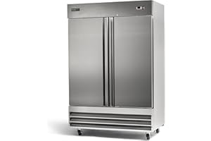 PeakCold 2 Door Commercial Stainless Steel Freezer, White Interior; 47 Cubic Ft, 54" Wide