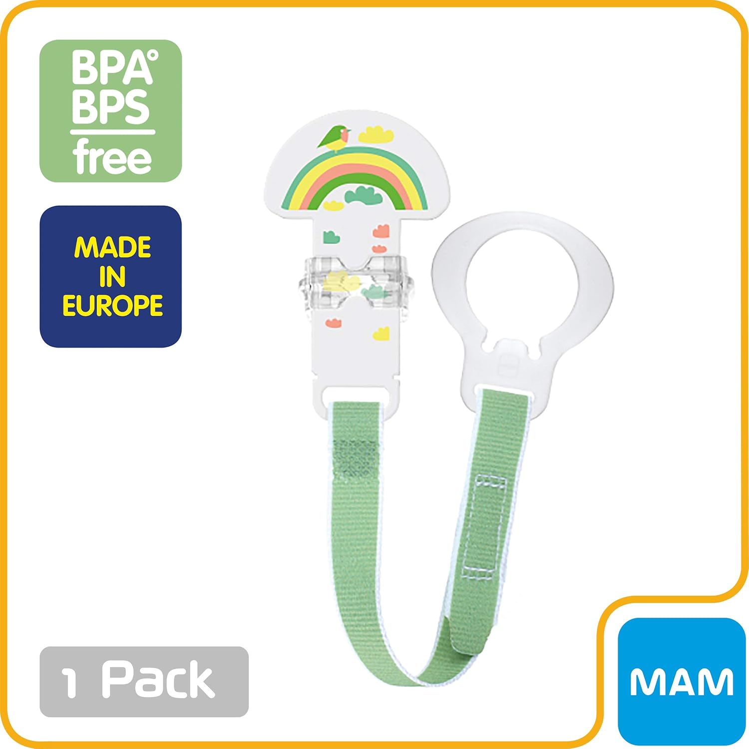 MAM I Love Mommy Pacifier Clips (2 Clips), Clips for Pacifiers With Fasteners and Flexible Rings, Pacifier Clips for Boys, Designs May Vary: Baby