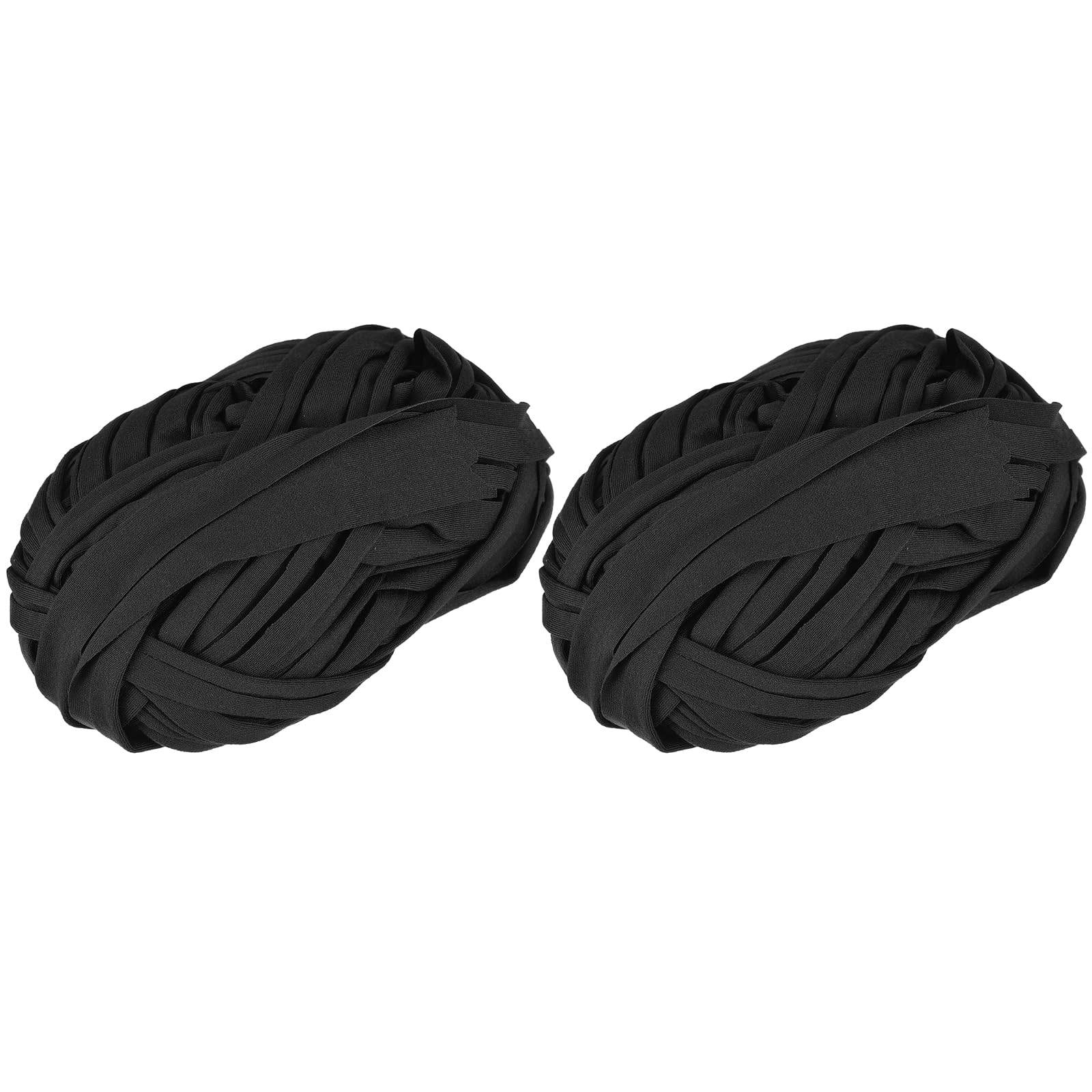 uxcell Elastic Fabric Cloth Yarn, 7oz/ 200g T Shirt Crochet Yarns for DIY Bag Carpet Cushion 2 Rolls, Black