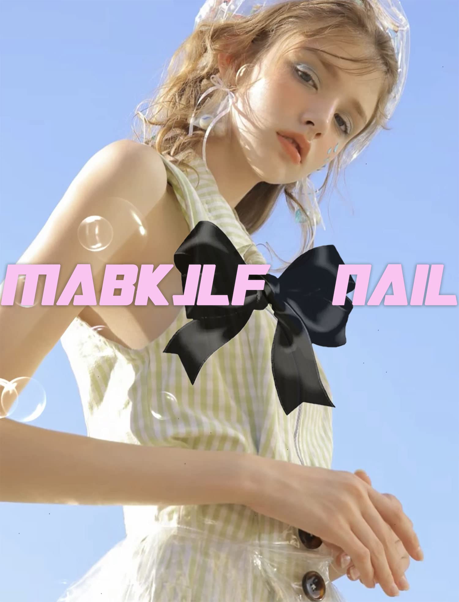 Christmas Press on Nails Medium Almond MABKJLF Red French Tip Fake Nails False Nails with Designs Cute Christmas Hat Snowflake Bow Glossy Glue on Nails for Women Girls 24 Pcs - Image 9