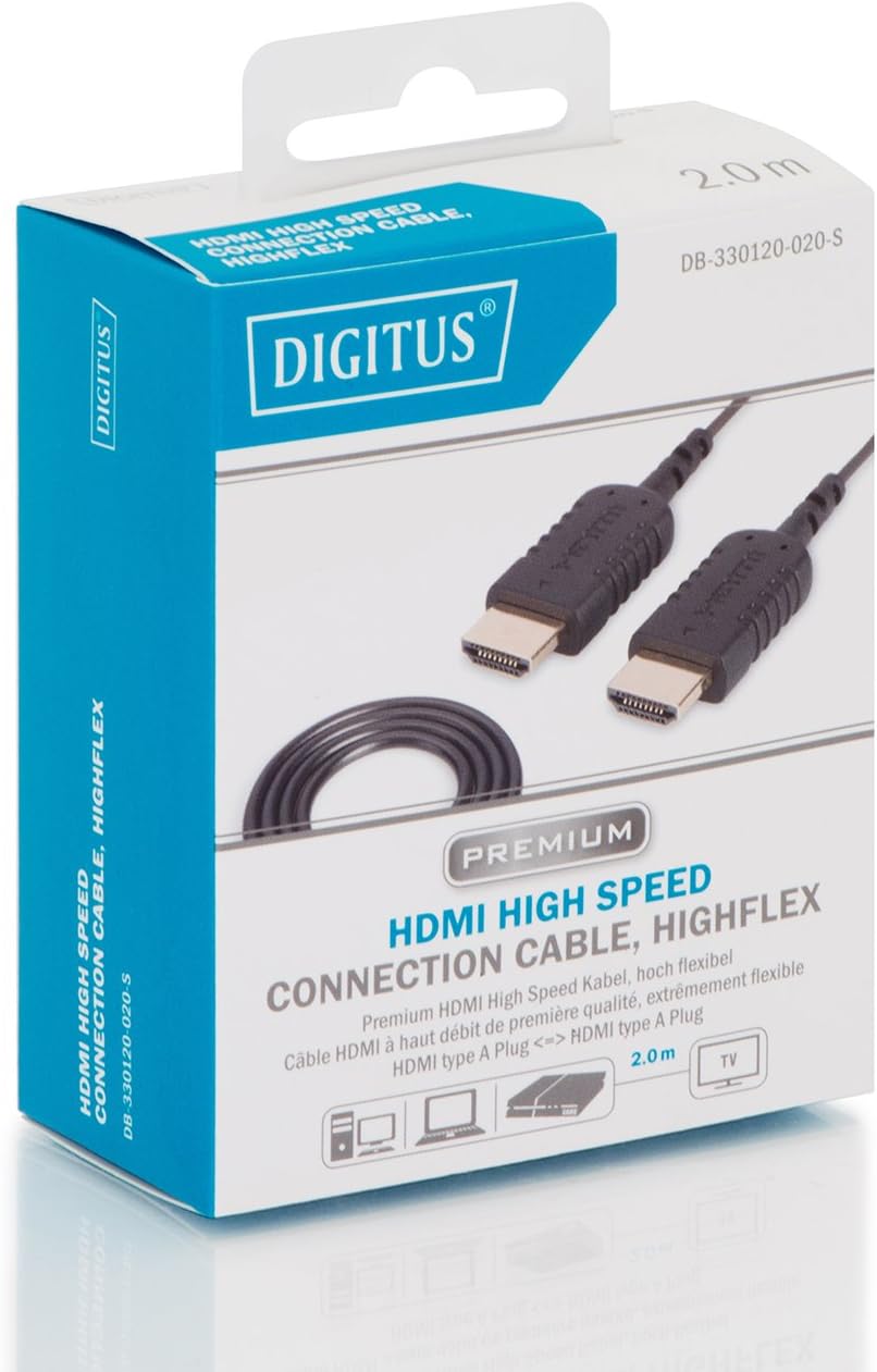 DIGITUS HDMI High Speed HighFlex connection cable, Type A to Type A, 2 m, UltraHD 4k/30Hz - Image 4