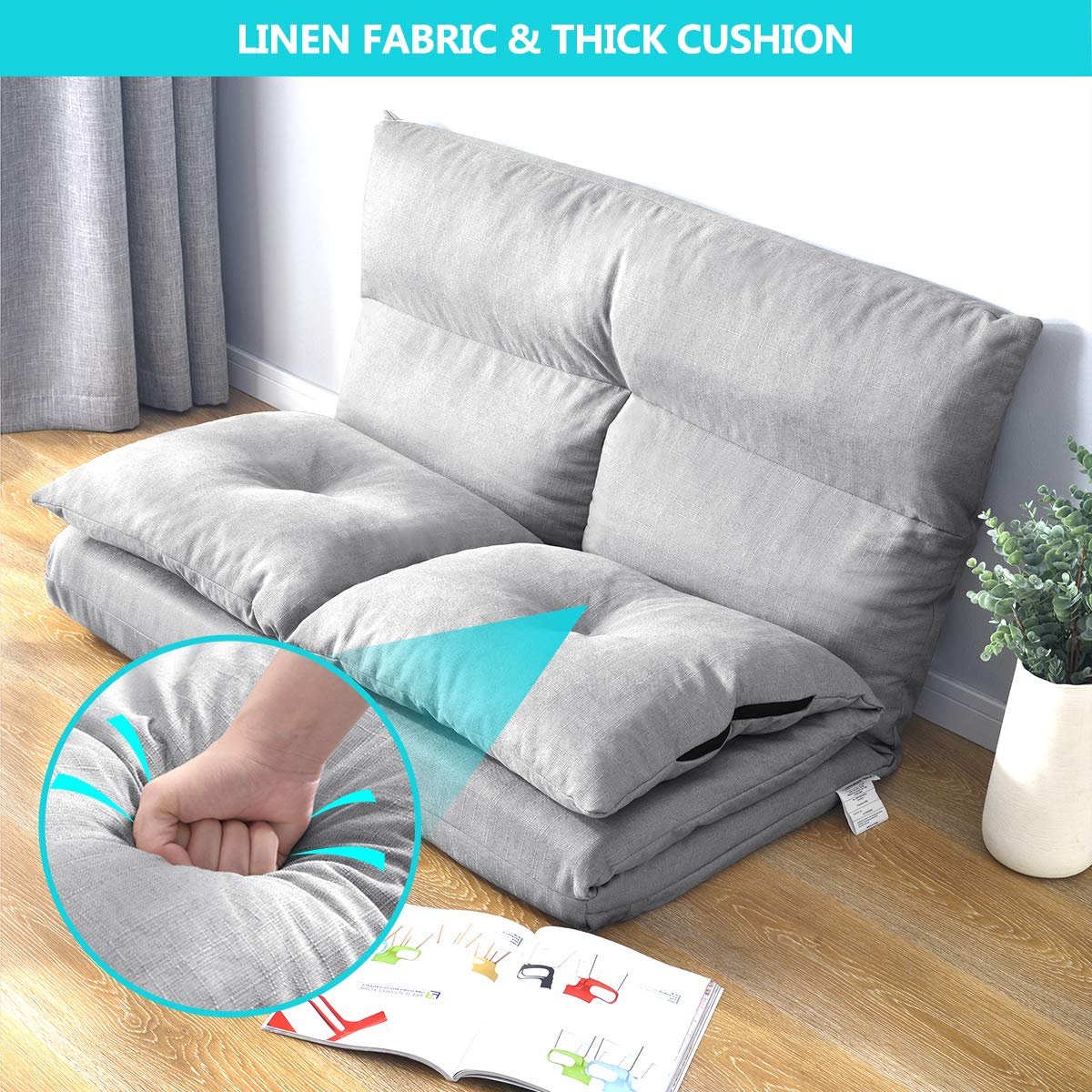 Merax PP036318AAA Foldable Floor Couch and Sofa for Living Room and