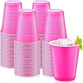 Zubebe 100 Pack 18oz Pink Cups, Disposable Plastic Cups Large Drinking for Wedding, Graduation Party, Beer Taste Serving, Snacks Samples and Tastings