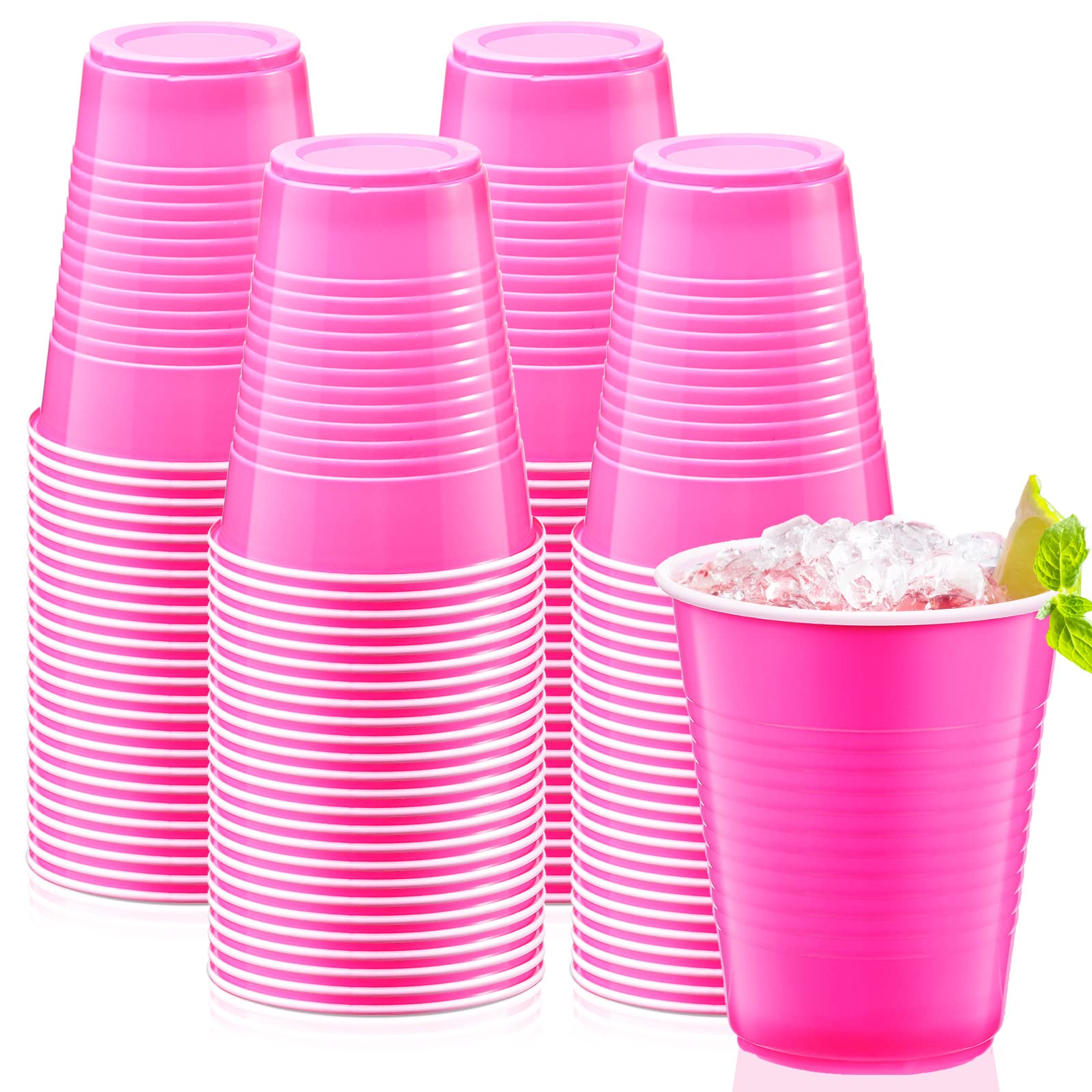 Photo 1 of Zubebe 100 Pack 18oz Pink Graduation Cups, Disposable Plastic Cups Large Drinking for Wedding, Graduation Party, Beer Taste Serving, Snacks Samples and Tastings