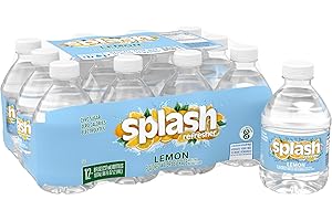 SPLASH REFRESHER Lemon Flavored Water, 8 Fl Oz, Plastic Bottle Pack of 12