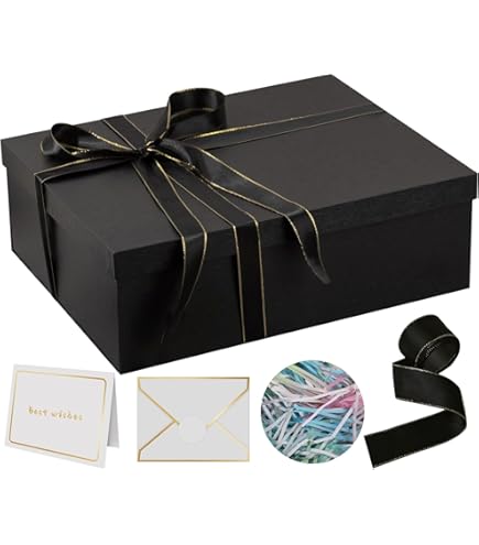 Amazon.com: Purple Q Crafts Black Ribbed Hard Gift Box With