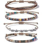 FANCY SHINY Waterproof String Anklets Boho Clay Beads Ankle Bracelets Cute Cloth Stainless Steel Coin Anklet Set Beach Summer Jewelry for Women
