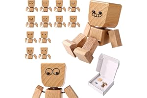 Shaking Wooden Man Figurine, Shaking Feet Driving Buddy with Shaky Wobbly Legs Wooden Doll with 12 Magnetic Expressions Littl