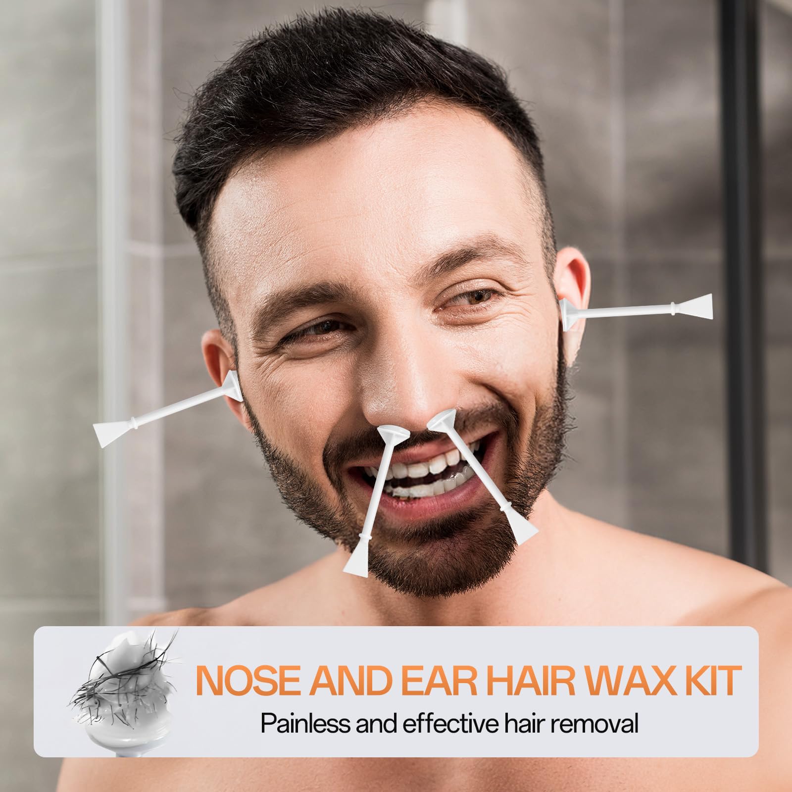 AUZEAL Nose Wax Kit Men With 30 Nose Waxing Sticks, Nose Hair Wax Kit With100g Wax, Up to 20 Uses, Safe, Quick and Painless Nose Hair Removal for Men