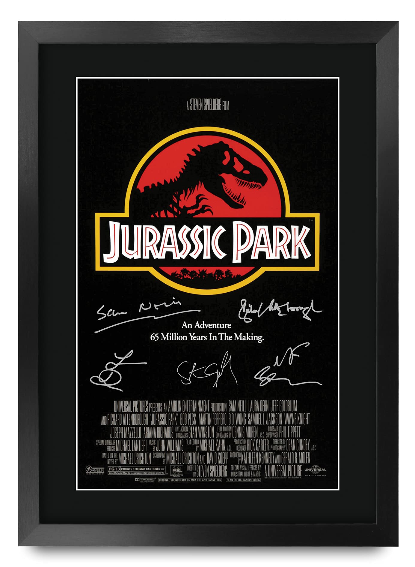 HWC Trading A3 FR Jurassic Park Movie Poster The Cast Signed Gift FRAMED A3 Printed Autograph Film Gifts Print Photo Picture Display — image 1