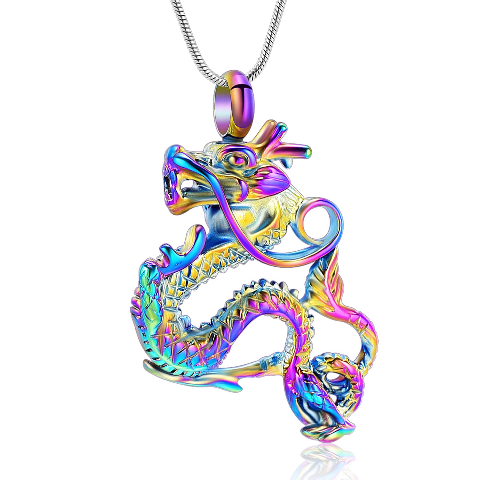 Cremation Jewelry for Ashes Stainless Steel Dragon Urn Necklace Keepsake Human Pet Ashes Holder Memorial Pendant for Women Men