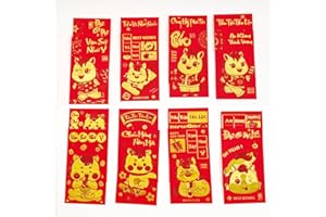 KYMY 2026 Vietnamese New Year Red Envelopes, 16PCS Zodiac Horse Lucky Money Envelopes for Tết Việt Nam, Embossed Foil Hong Ba