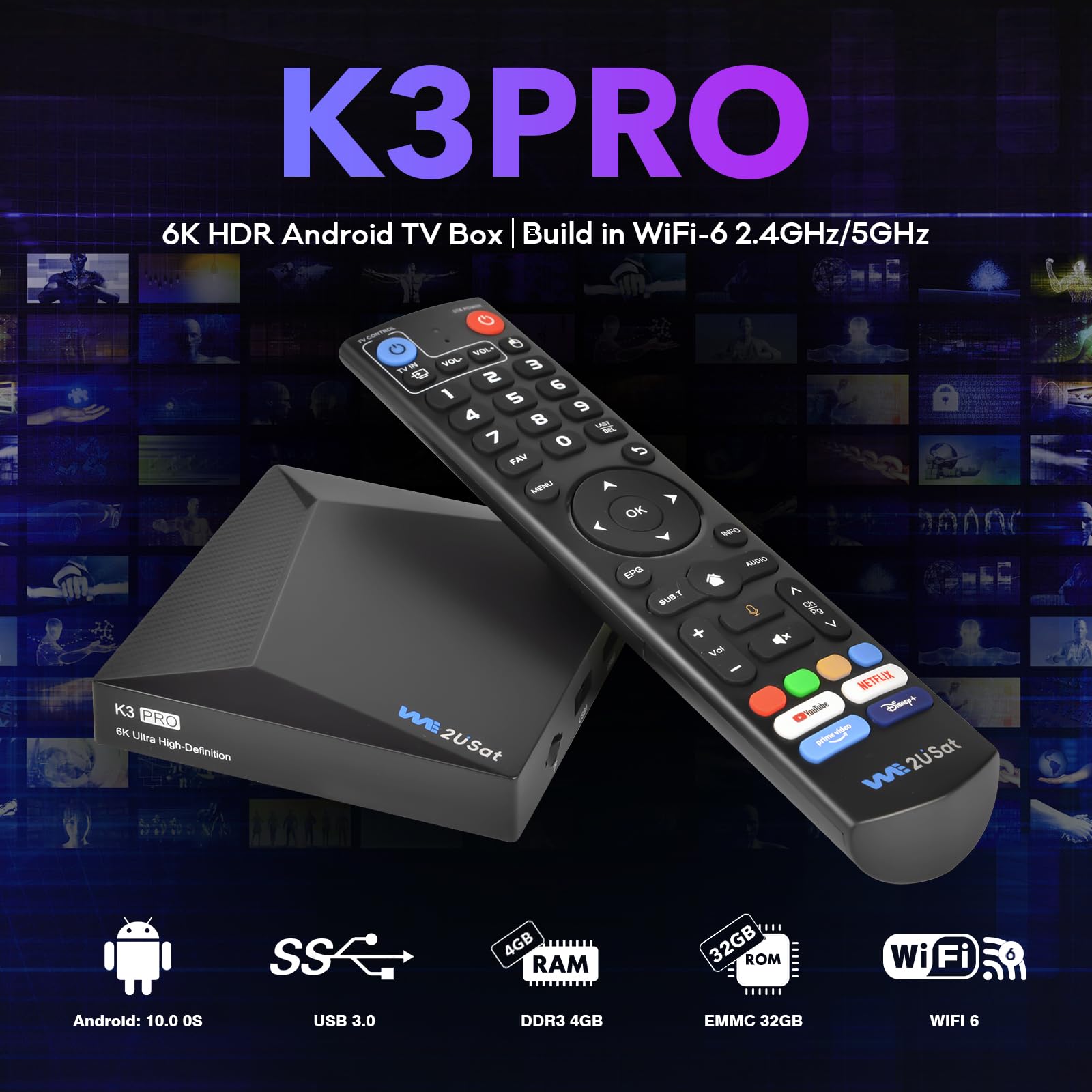 K3 PRO Media Box 6K Ultra HD, Ram 4GB Storage 32GB with Voice Remote, HDMI Cable, 2025 Version5 PRO