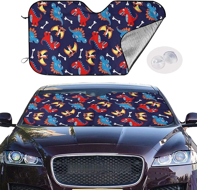 Vbcdgfg Car Sun Shades for Windshield Foldable Dinosaur