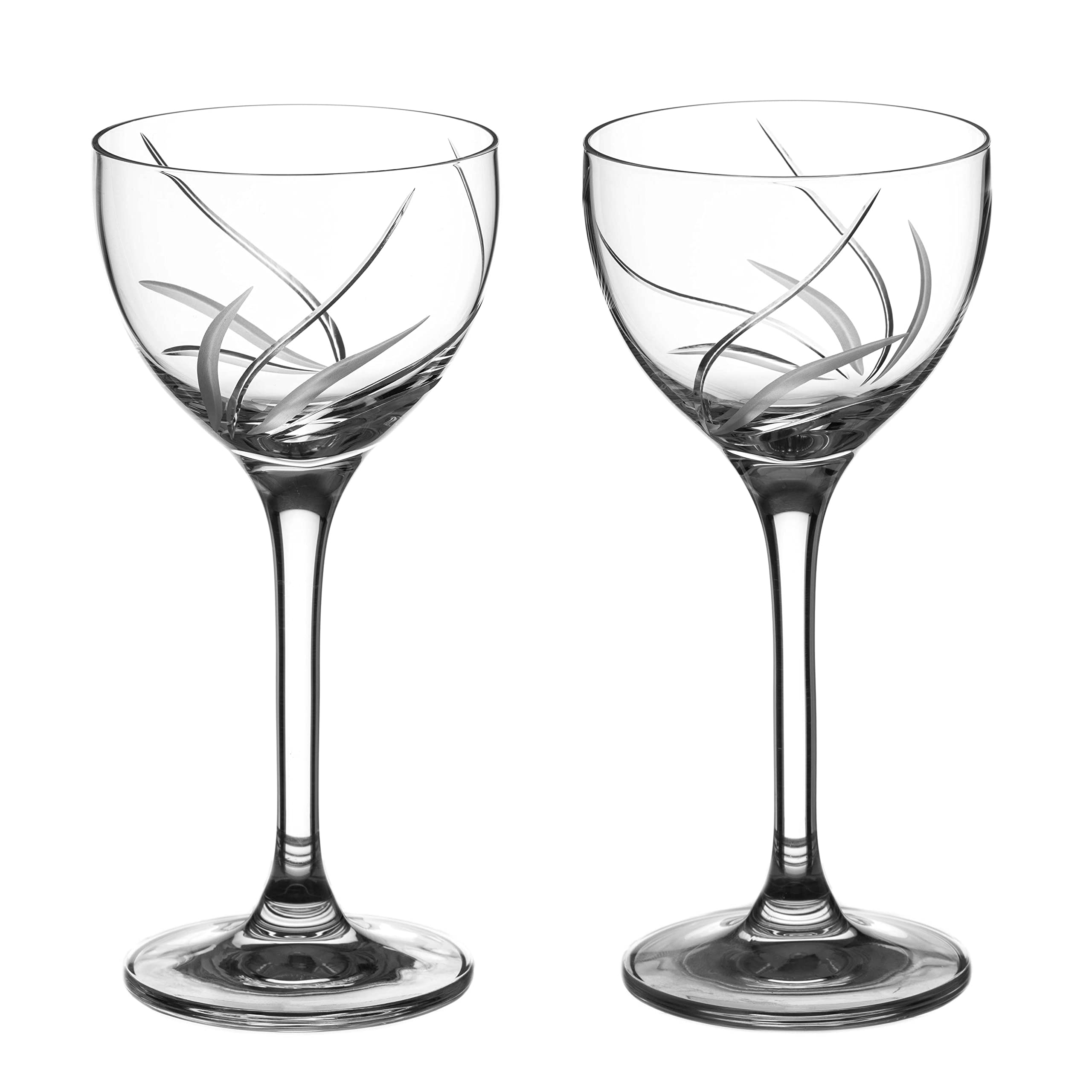 DIAMANTE Mini Cocktail Coupes Crystal Glasses 150ml | Aperitif Digestif Glasses | Nick & Nora Glasses - ‘Meadow’ Collection Hand Cut - Set of 2