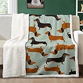 Dachshund Dog Fleece Throw Blanket, Soft Lightweight Sherpa Blanket for Couch Bed Sofa - Cozy Home Comfort Dachshund Gifts for Dog Lovers Women (Throw 50" X 60")