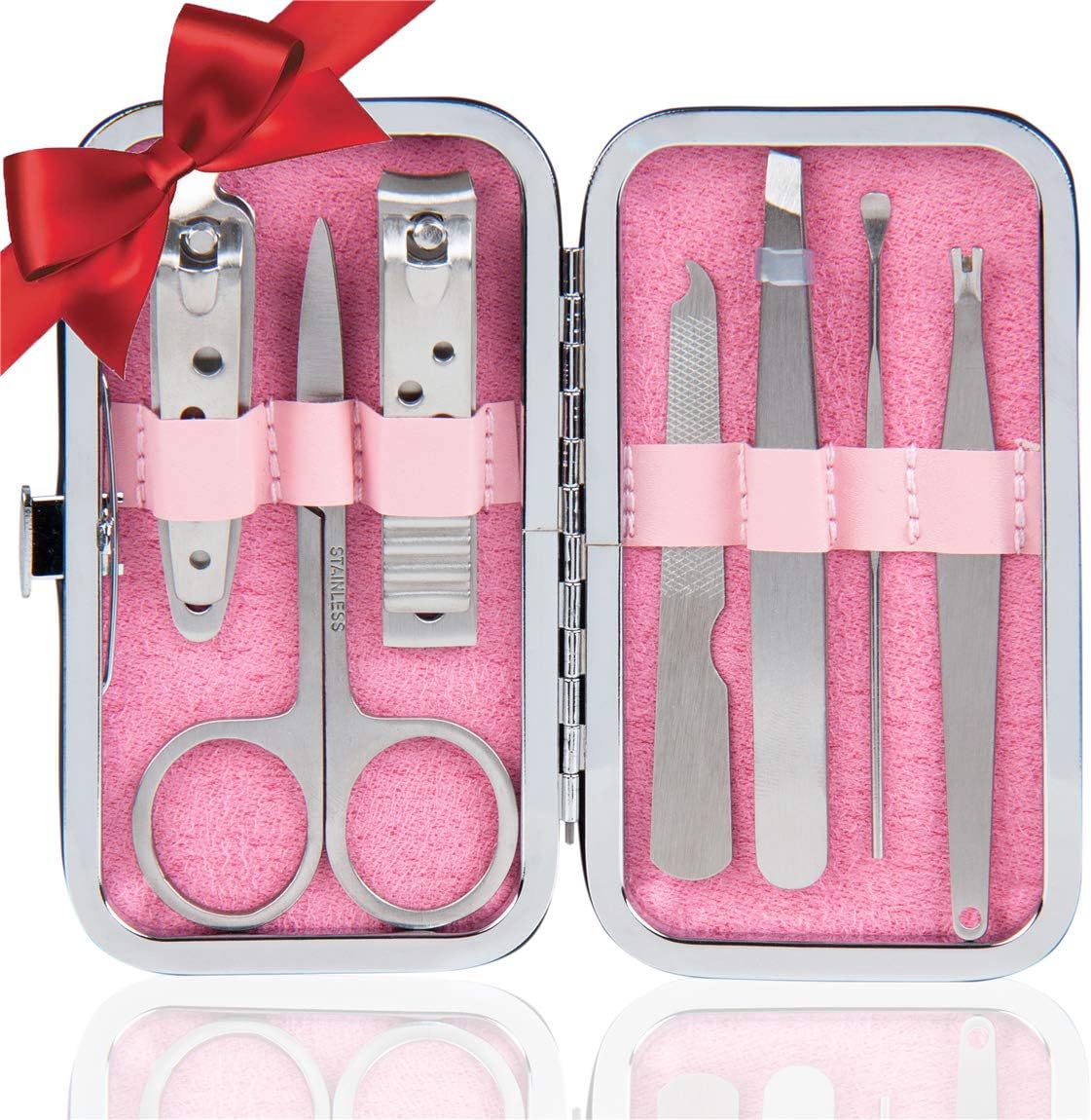 Manicure Pedicure Set Stainless Steel Nail Clippers Personal Nail Clipping Tools Portable Travel Grooming Kit with Snap-shut Case