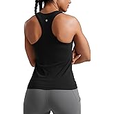 CRZ YOGA Seamless Racerback Tank Tops for Women - Gym Workout Athletic Running Sleeveless Shirts Breathable Scoop Neck