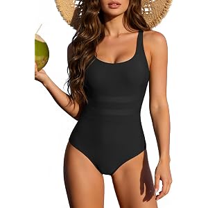 Zando Tummy Control One Piece Swimsuits for Women Slimming Bathing Suit | Flattering Silhouette: Contoured Midsection Support