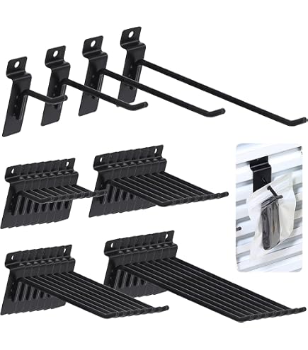 Jifram Easy Living 6 in. Metal Slat Wall Hooks in Black (6/Bag