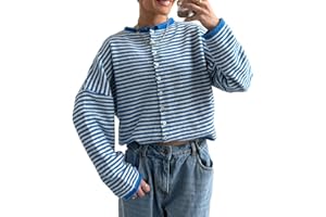 Women Stripes Cardigan Sweaters Casual Long Sleeve Button Down Loose Knitwear Tops Y2k Outerwears Jumper
