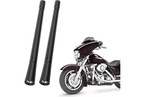 KSaAuto H12 Pair AM/FM Radio Antenna for Harley Davidson Road Street Electra Tour Glide (20 Types Optional) 7 Inch Polished, Copper Core & Screw, Flexible Rubber, Motorcycle Antenna