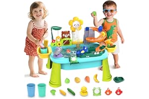 SHXYKZ Interactive Water Table for Toddlers 1-3, Outdoor Water Table Toys for Boys & Girls with Electric Water Pump, Multi-Activity for Summer Sensory Fun (Blue)