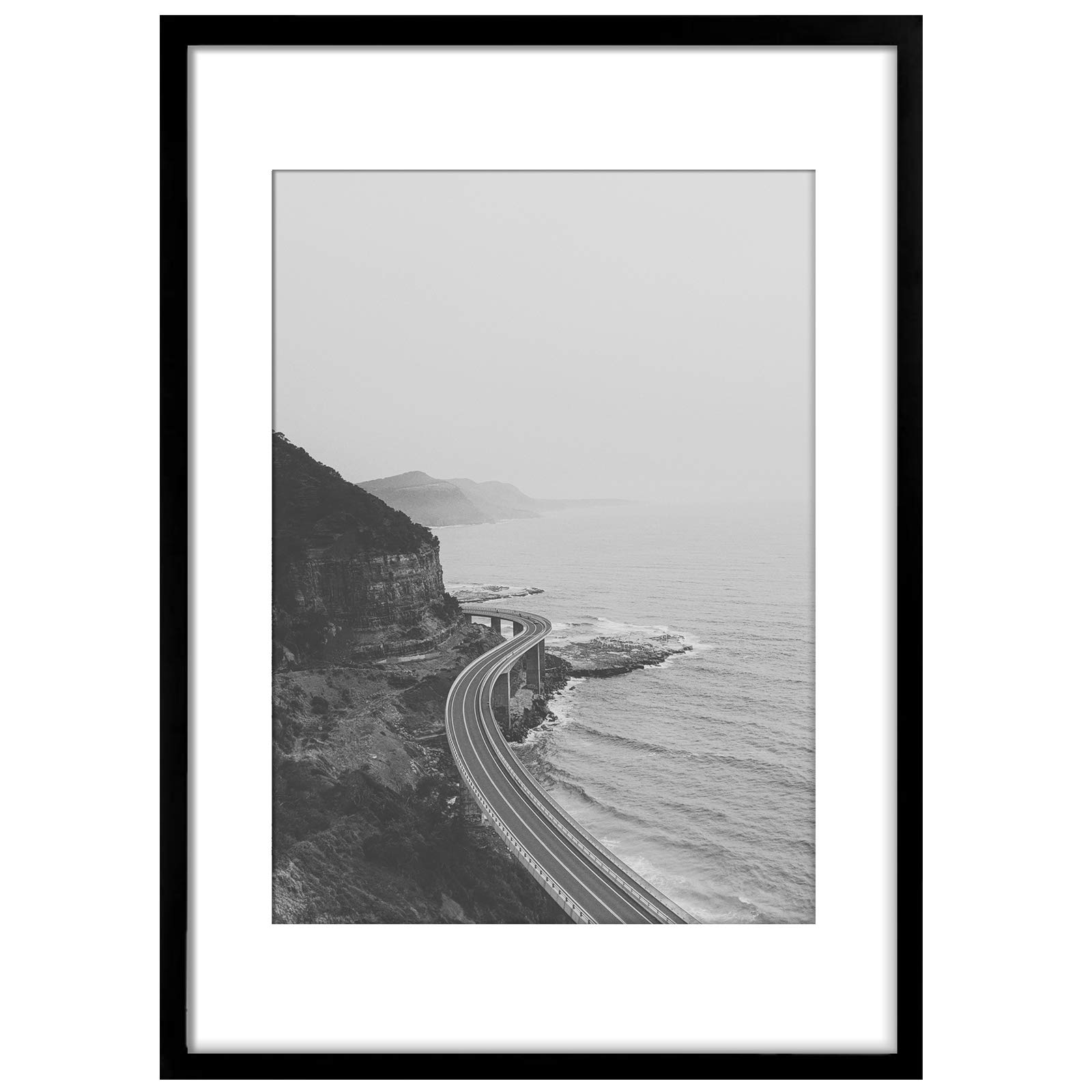 SILD A2 Poster Frame - Solid Wood Frames Black Picture Frame A2 with Mount for A3 Frame