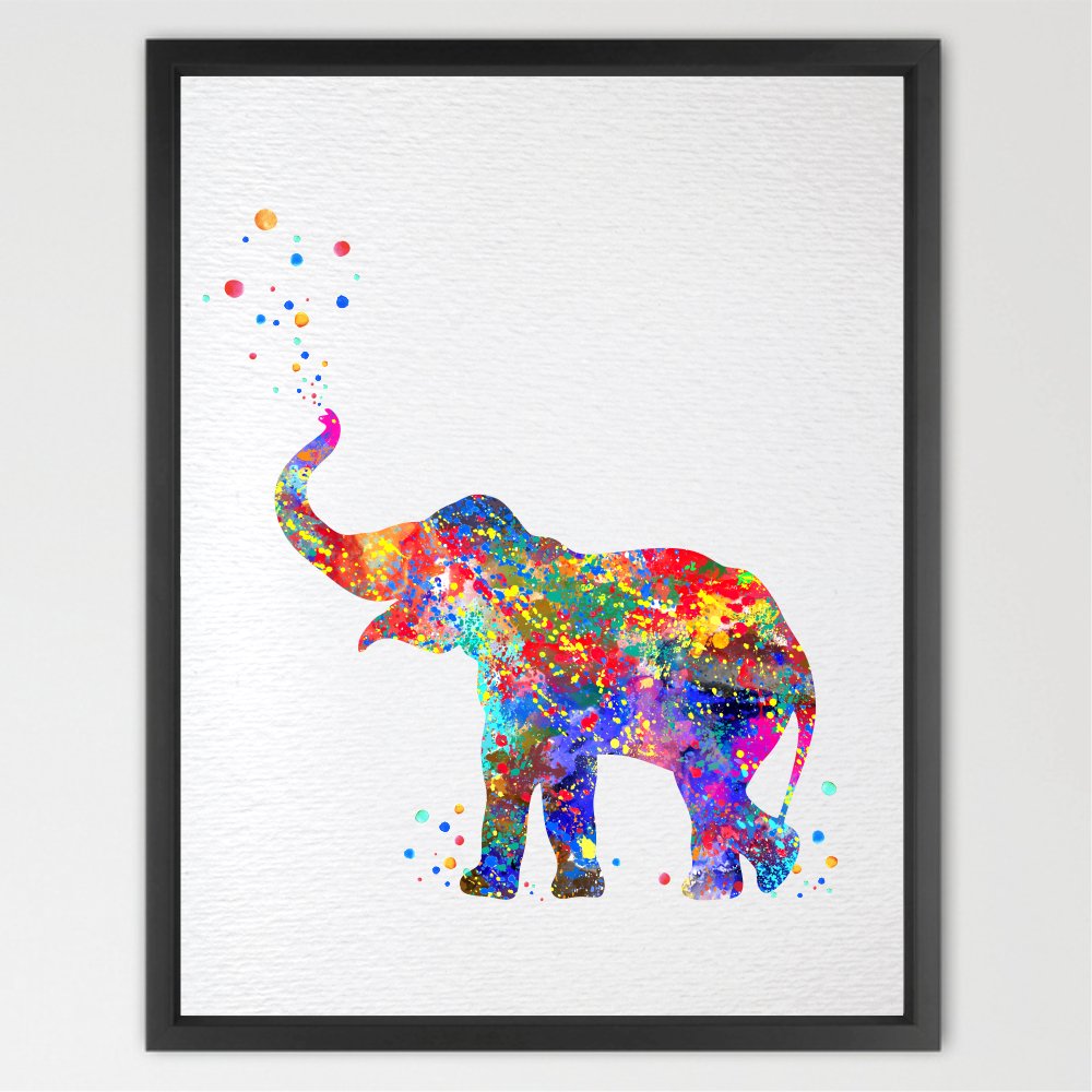 Dignovel Studios 13X19 Baby Elephant Trunk up Print Kids Watercolor Art Print Wall Art Poster Nursery Decor Kids Art Print Wall Hanging Wedding Birthday Gift N157