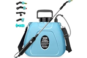 VASG 2 Gallon Battery Powered Garden Sprayer, Electric Sprayer, Weed Yard Lawn Sprayers with 5 Mist Nozzles & Retractable Wand & Adjustable Strap for Lawn, Garden, Yard