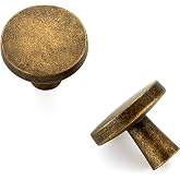 JOY DECOR Antique Brass Solid Kitchen Cabinet Knobs 1-1/4 Inch 1 Pack | Zinc Alloy, Rounded shape, Single Hole, Screws Included, Simple Drawer Handles, Cabinet Hardware Pulls, for Dresser Drawers