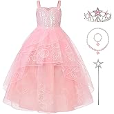 JerrisApparel Girls Princess Party Dress Pink Witch Costume Sequin Tulle Gown Dress Up