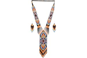 BEADSCORNER Native Tribal Style Long Statement Beaded Necklace for Women Handmade