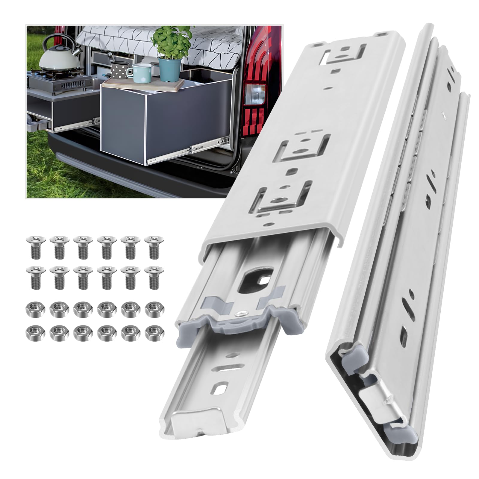 AOLISHENG Heavy Duty Drawer Runners 650mm 60Kg Load Capacity Heavy Duty Drawer Slides Ball Bearing Draw Runners, Full Extension Draw Sliding Rails Sliders Side Mount 1 Pair, 26 inch Without Lock