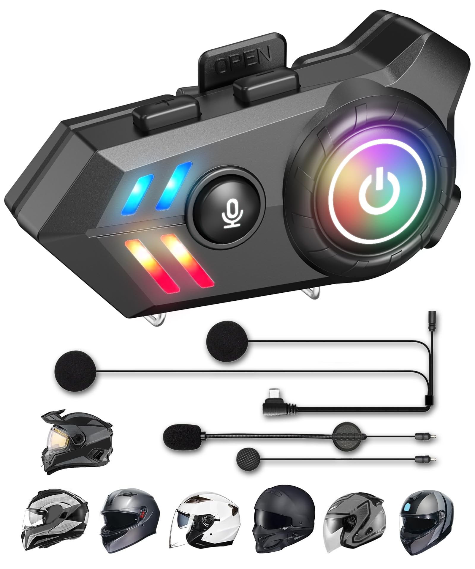 Photo 1 of Pinesea Motorcycle Helmet Bluetooth Headset,Bluetooth Helmet Speakers with 2 Mics,1000mAh Large Battery Motorcycle Headset IPX68/ Automatic Answer/Music Control/Noise Cancellation/Wake up Siri