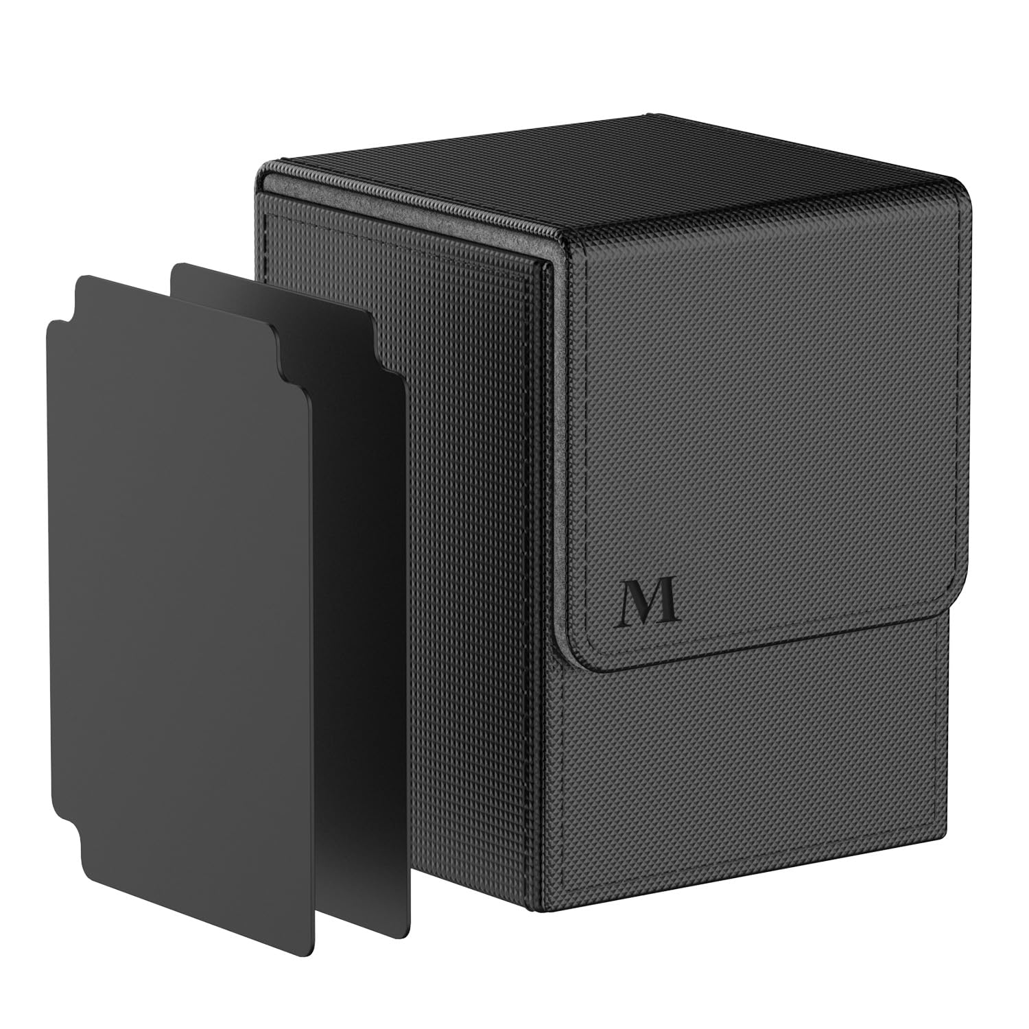 Pulchra Card Deck Box with 2 Dividers per Holder for TCG, Large Size Holds up to 100+ Cards (LOGO-M Design,Black) โ image 1
