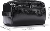 Etercycle Leather Toiletry Bag Hanging Wash Bag Waterproof Jet Black view 2