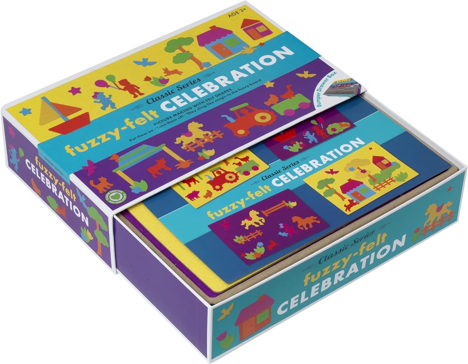 iTrend Fuzzy Felt Retro Celebration Box Story Board Set - Educational Interactive Storytelling Fuzzy Felt Board - Preschool Domestic Early Learning Play Kit - Teaching Toys Birthday Gift for Toddlers