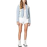 [BLANKNYC] womens Luxury Clothing Patch Work Floral Denim Jacket, Comfortable & Stylish Coat