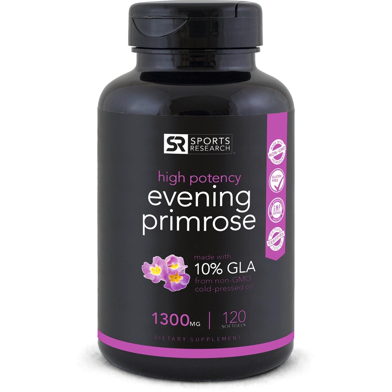 Evening Primrose Oil 1300mg 120 Liquid Softgels, ColdPressed with No
