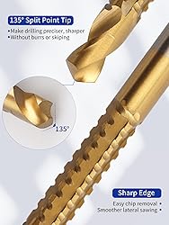 Rocaris 8 Pack Titanium Coated HSS Twist Drill