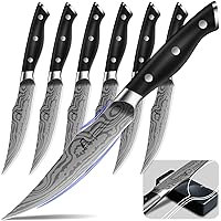 CoquusAid Steak Knives Set of 6, 4.8 Inch Non Serrated Razor-Sharp Durable Dinner knives With Rest, German Stainless Steel Da