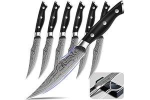 CoquusAid Steak Knives Set of 6, 4.8 Inch Non Serrated Razor-Sharp Durable Dinner knives With Rest, German Stainless Steel Da