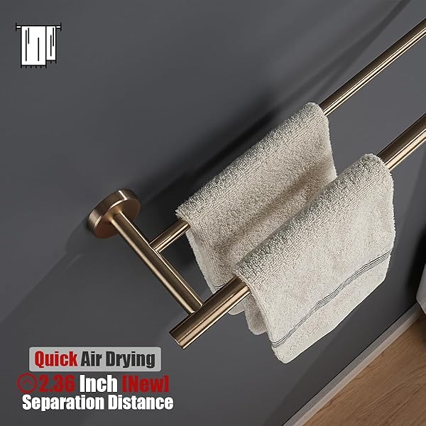 JQK BATHROOM HARDWARE SET, 5-PIECE BATH ACCESSORIES SET CHAMPAGNE BRONZE WALL MOUNT INCLUDES 24 IN TOWEL BAR, 9 IN HT BAR, TP HOLDER, TOWEL HOOK X 2, BAS105-CB