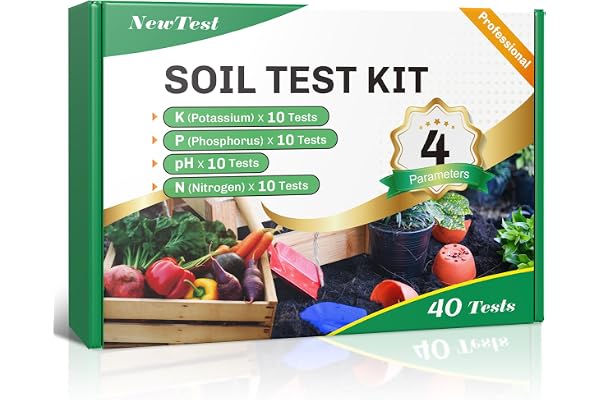 NewTest Soil Test Kit 4 Parameters: Professional Accurate 40 Tests Soil Testing Kits for Lawns Gardening Vegetable Garden for