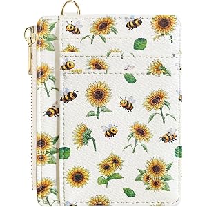 Sunwel Fashion Cute Fruit Prints Slim Credit Card Holder for Women Girls | Compact Card Case, 6 Card Slots, ID Window, Zipper