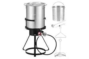 RIEDHOFF 30QT Turkey Fryer Propane Burner Kit [54,000 BTU] Seafood Boil Pot With Basket Kit, Ideal for Outdoor Cooking