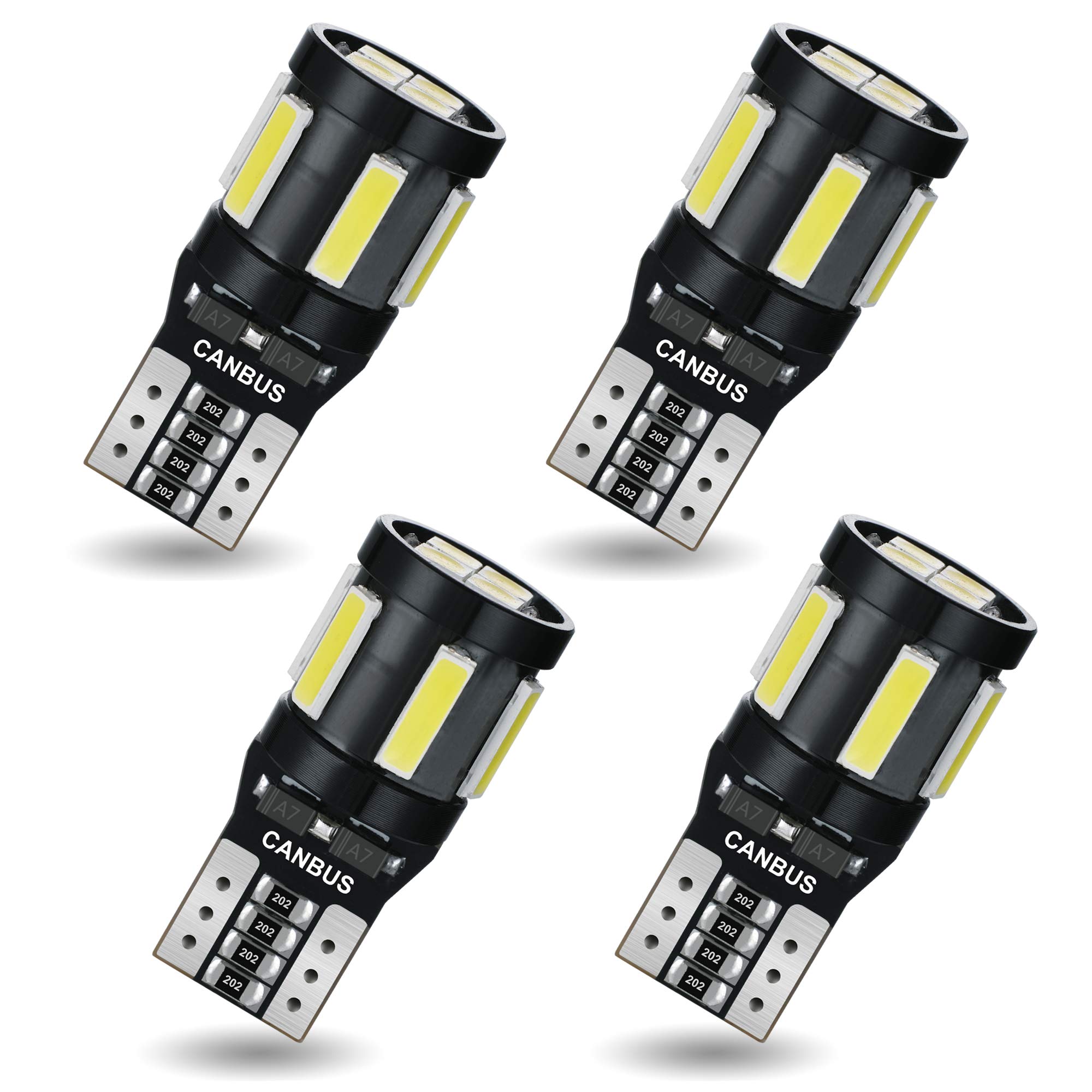 AGLINT 194 LED Bulbs CANBUS Error Free T10 W5W 501 168 2825 10SMD Super Bright 12V Replacement Bulb for Car Interior Dome Map Trunk Courtesy Door Number Plate Lights 6500K White 4Pcs