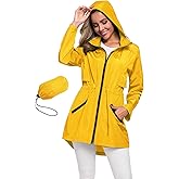 Avoogue Women's Long Raincoat with Hood Outdoor Lightweight Windbreaker Rain Jacket Waterproof